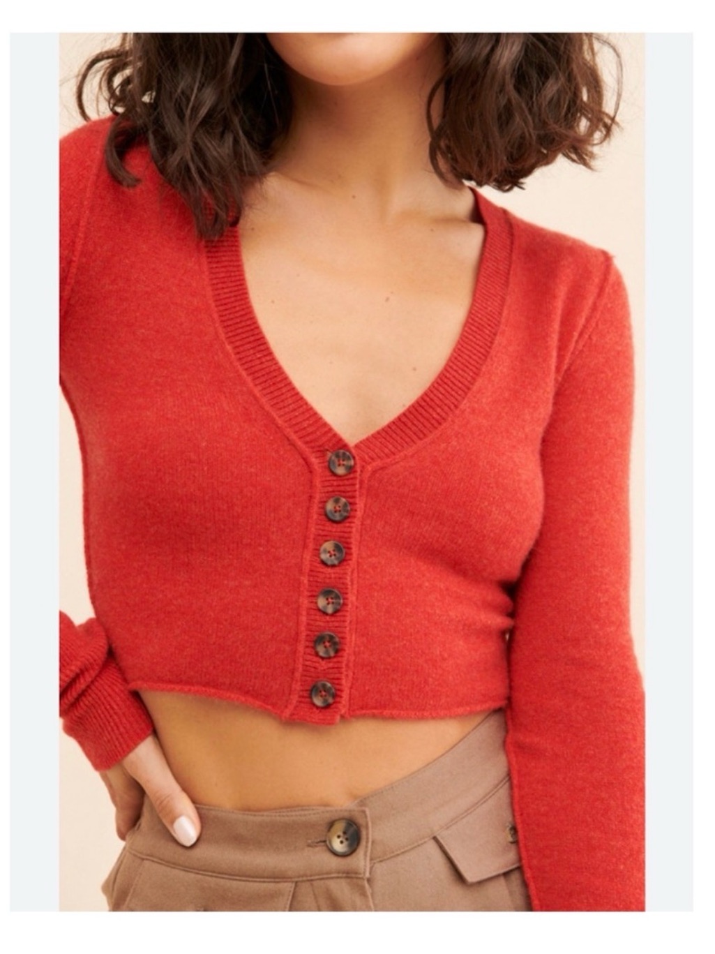 Free People Red Keep Me Wild Cashmere Cardigan | Medium
